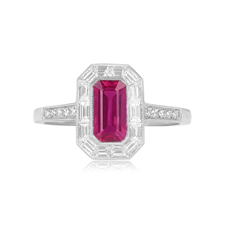 GIA 1.25ct Emerald-Cut Ruby and Diamond Tirana Ring