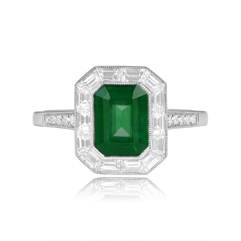 1.58ct Emerald-Cut Zambian Emerald and Diamond Tavera Ring