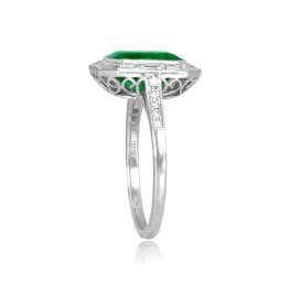 2.52ct GIA Emerald-Cut Emerald and Diamond halo design Tabriz Ring 15270