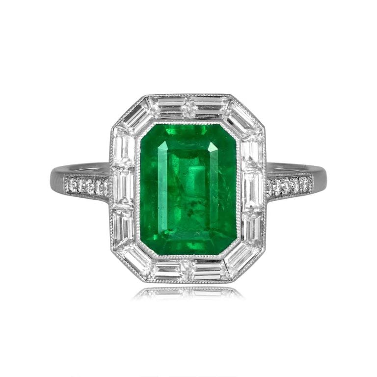 2.52ct GIA Emerald-Cut Emerald and Diamond Tabriz Ring