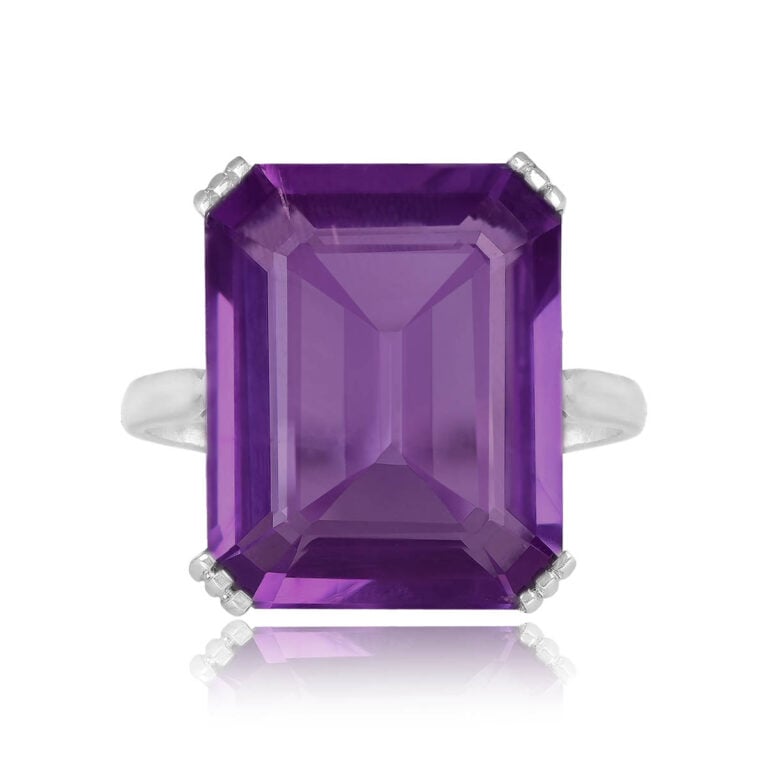 Antique 9.33ct Amethyst Art Deco Era Galena Ring, Circa 1920