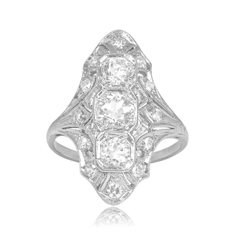 Art Deco Elongated Diamond Manta Ring. Antique, Circa 1920