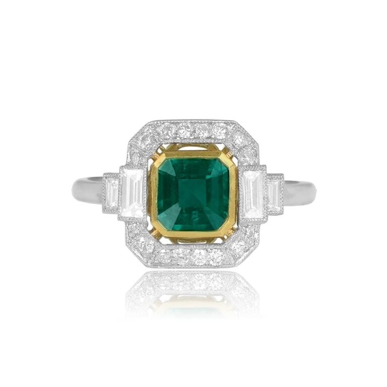 1.13ct Emerald-Cut Emerald Diamond Astana Ring