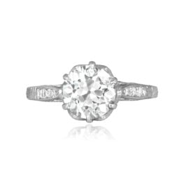 Top View 1.74ct Old European Cut Diamond Engagement Ring 14907vb