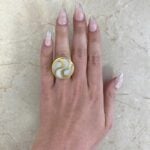 Bulgari Vintage 18k Yellow Gold and Mother of Pearl Swivel Ring