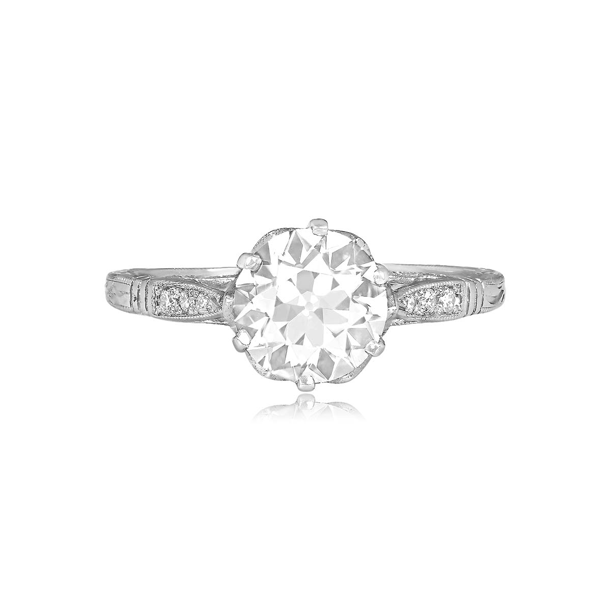 Stacked from 47 images. Method=B (R=12,S=4) Top View 1.74ct Old European Cut Diamond Engagement Ring 15265