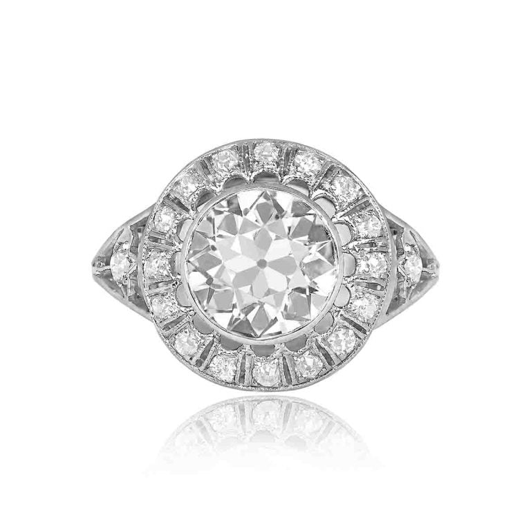 Antique GIA Certified 2.25ct Diamond and Platinum Gabela Ring, Circa 1910