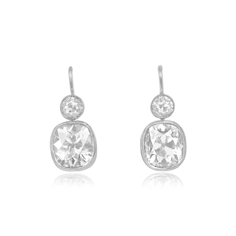 Cushion-Cut Diamond on Platinum Stud Earrings. Savela Earrings