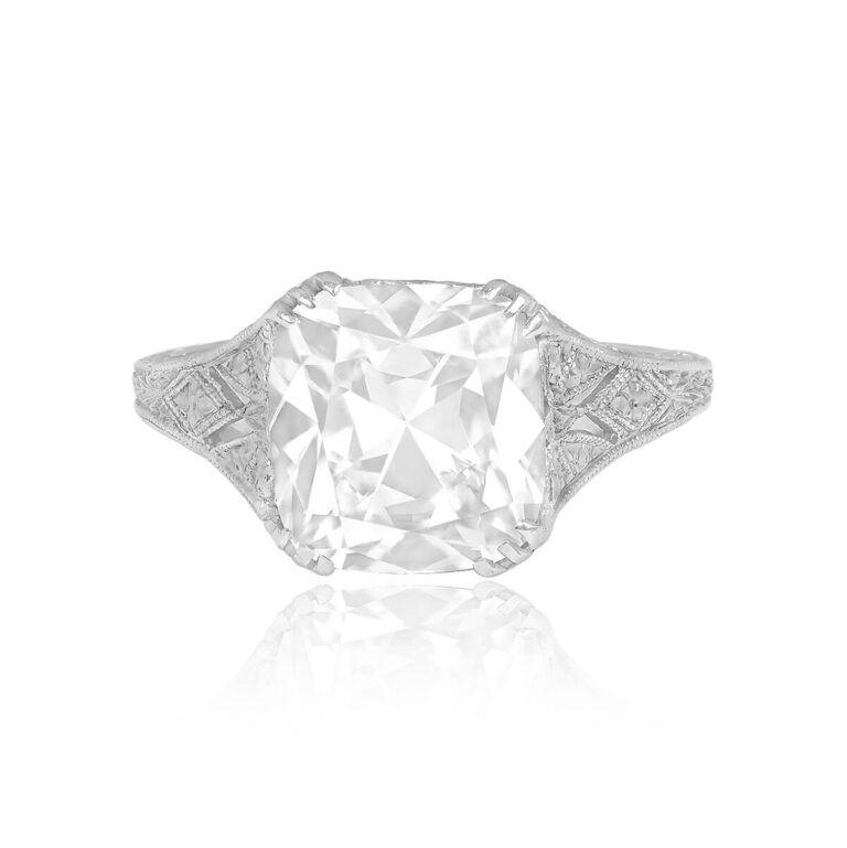 Antique 3.39ct Cushion-Cut Diamond Wingate Engagement Ring, Circa 1910