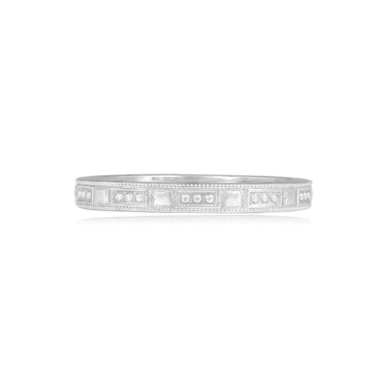 Tiffany & Co Engraved Platinum Wedding Band. 2.3mm