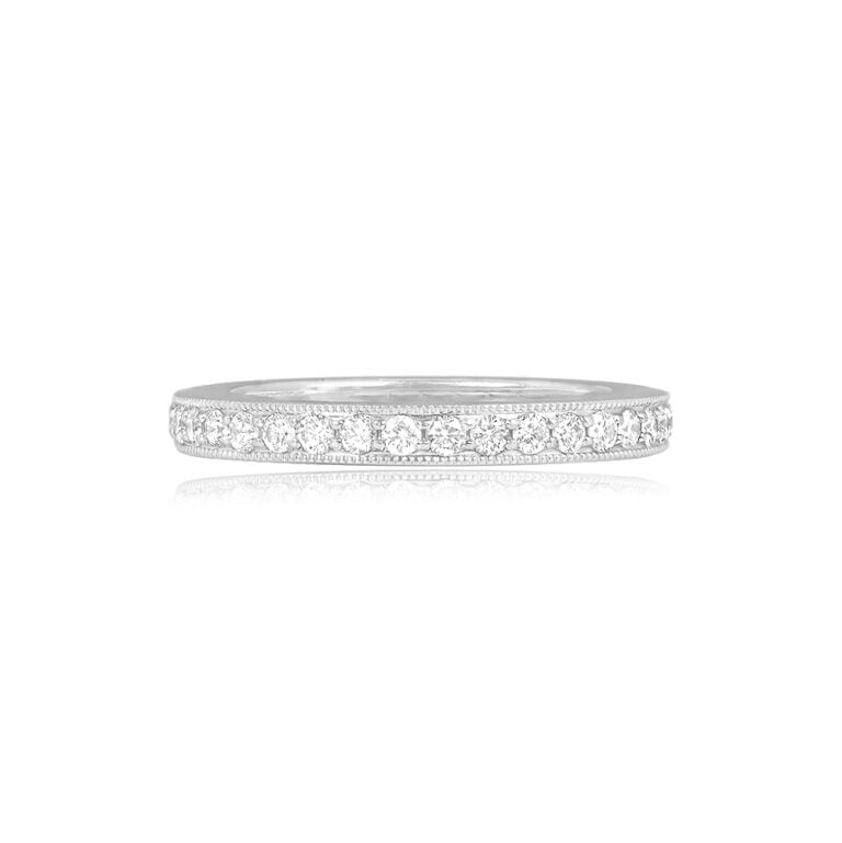 Tiffany Diamond and Platinum Wedding Band. 2.27mm.