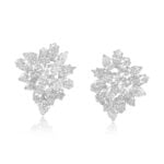 Front View Prong-Set Diamond and Platinum Earrings SM314