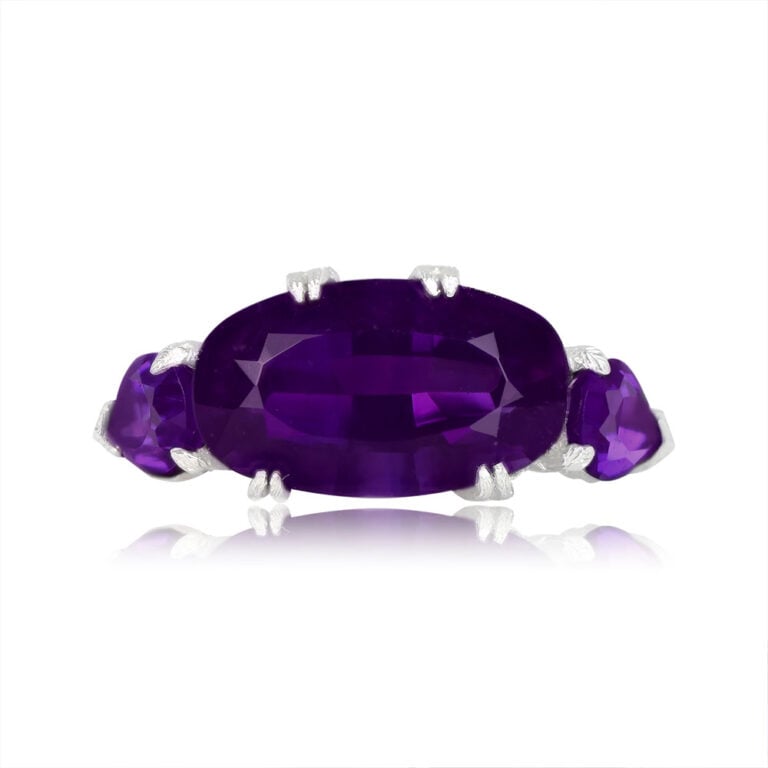 Antique 5.36ct Elongated Oval-Cut Amethyst Indara Ring, Circa 1920