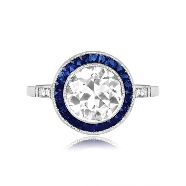 2.05ct Diamond Sapphire Halo Sheep Meadow Ring