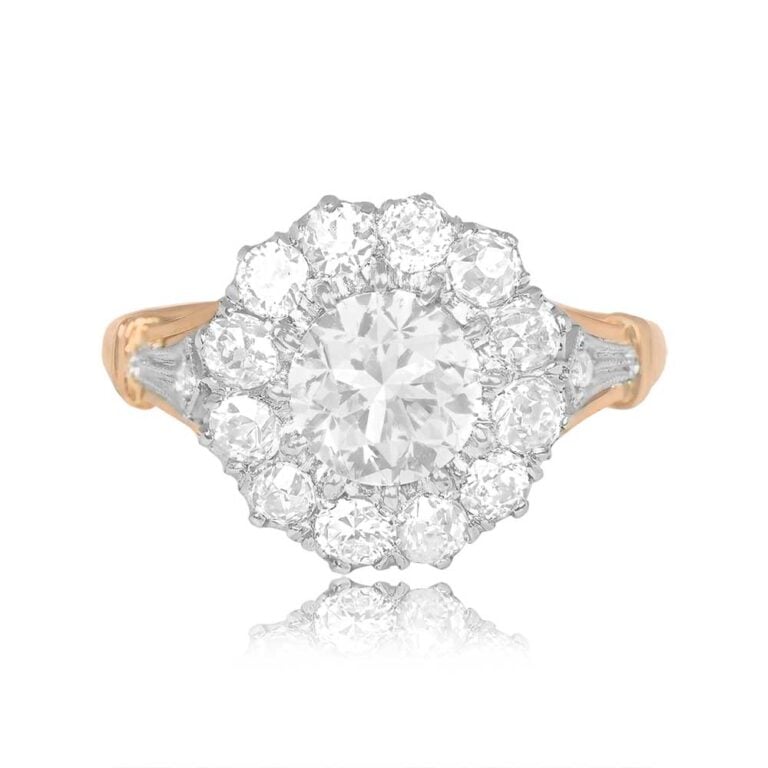 0.96ct Old European Cut Diamond Cluster Yorkshire Ring