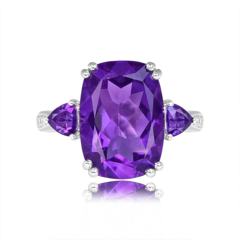 5.83ct Cushion-Cut Amethyst on Platinum Loreto Ring