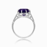 Side View Amethyst and Diamond on Platinum Ring Odessa Ring 15475