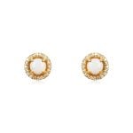 opal earring with center opal stone and diamond halo Monclova Earrings 15993