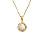 0.34 carat round opal with diamond halo pendant Missoula Necklace 15995