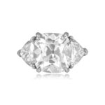 5.01ct Cushion Cut Diamond Ring with trillion diamond accents Milltown Ring 14979
