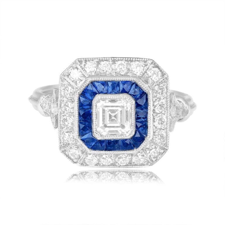 0.50ct Asscher-cut Diamond Double Halo Mississippi Ring