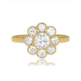 0.67ct Floral Cluster Diamond Engagement Tulun Ring 15453