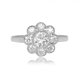 1.26 carat center Diamond Cluster Platinum Westerly Ring 15455