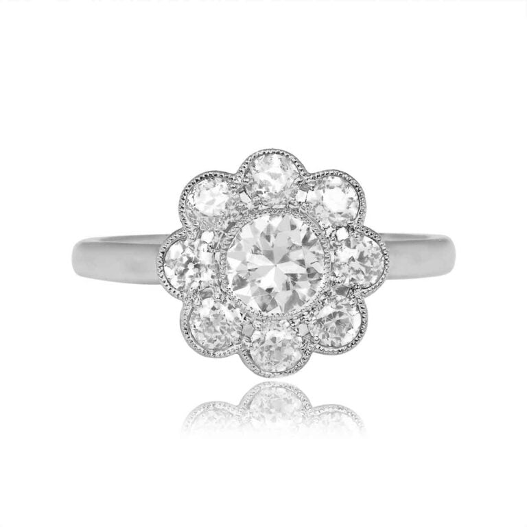 1.26ct Diamond Cluster Platinum Westerly Ring