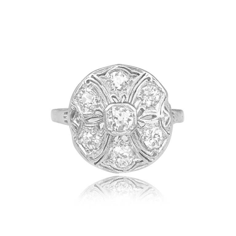 Antique Art Deco Diamond on Platinum Engagement Medora Ring, Circa 1920