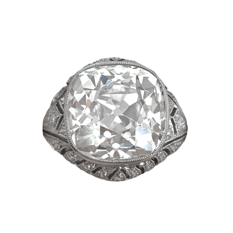 9.22 Carat Antique Cushion Cut Diamond Ring
