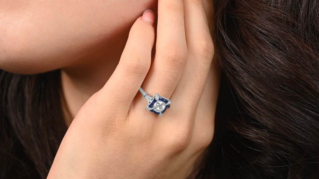 Diamond Engagement Ring on Models Finger