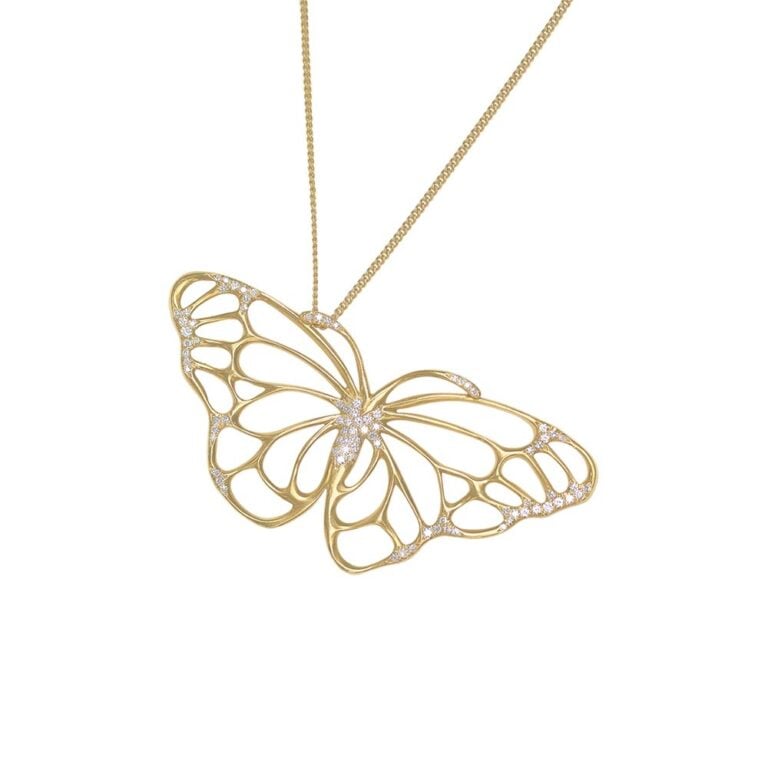 Tiffany Butterfly Pendant 18k Yellow Gold Necklace