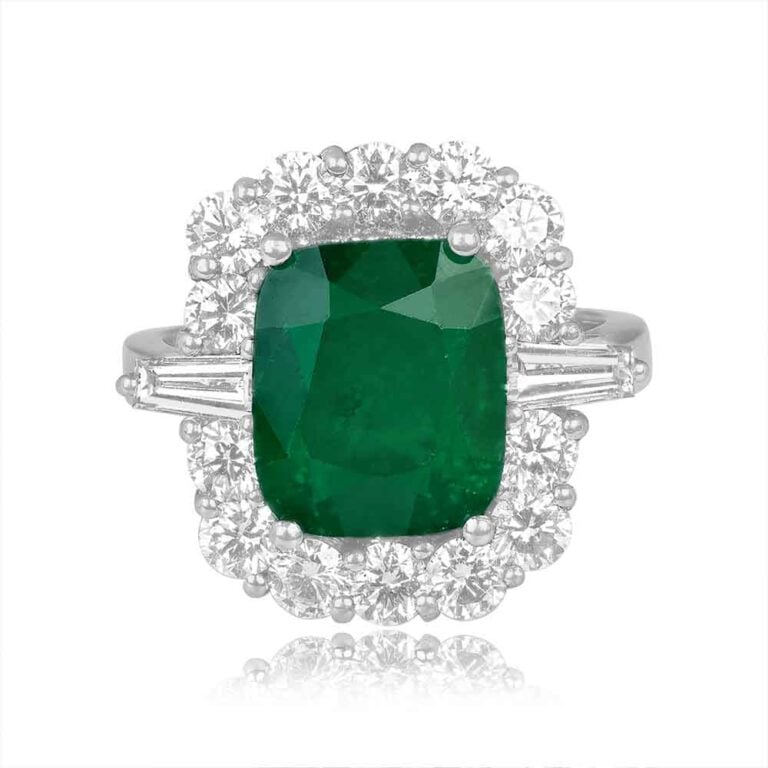 3.36ct Emerald and Diamond Halo Tomah Ring