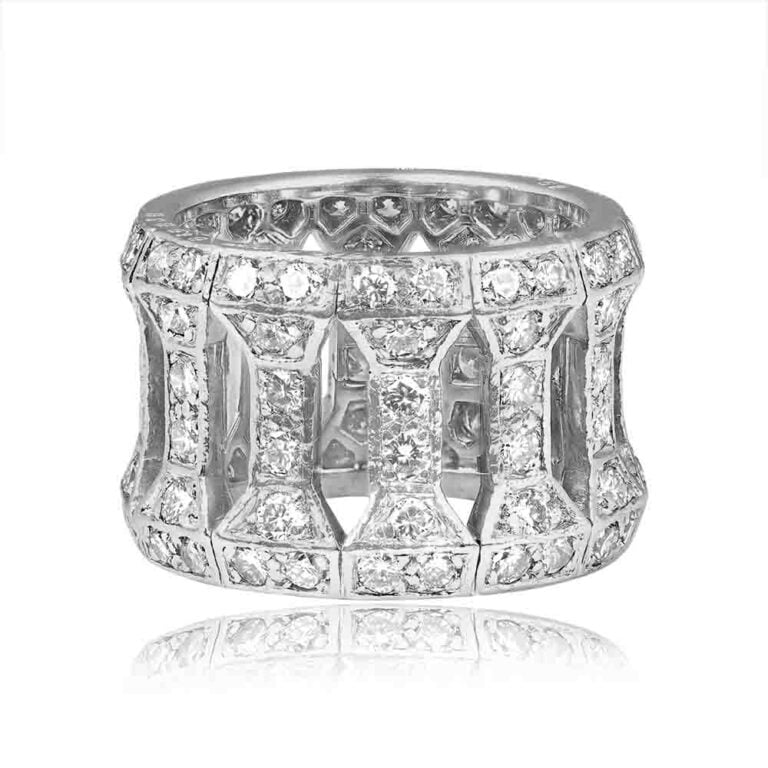 Vintage Cartier French 18k White Gold Pillar Ring, Circa 1970