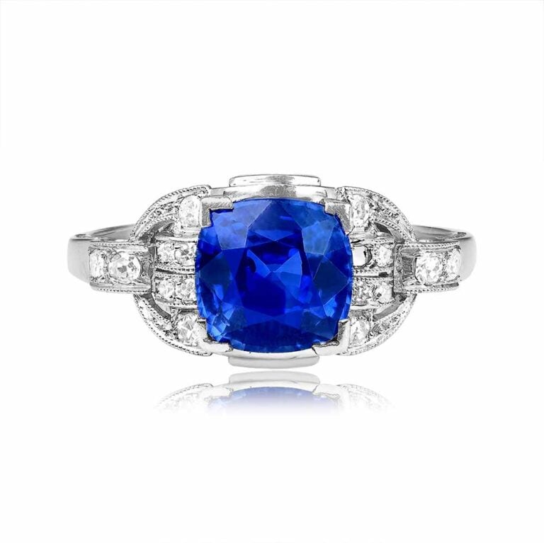 Antique GIA-Certified 2.70ct Sapphire and Diamond Sonora Ring, Circa 1925
