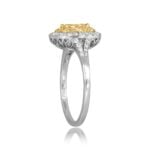 0.91ct Yellow Cushion-Cut Diamond With Double Diamond Halo Madera Ring 15517