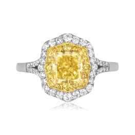 1.12 carat radiant cut fancy intense yellow diamond Madera Ring 16203 TV