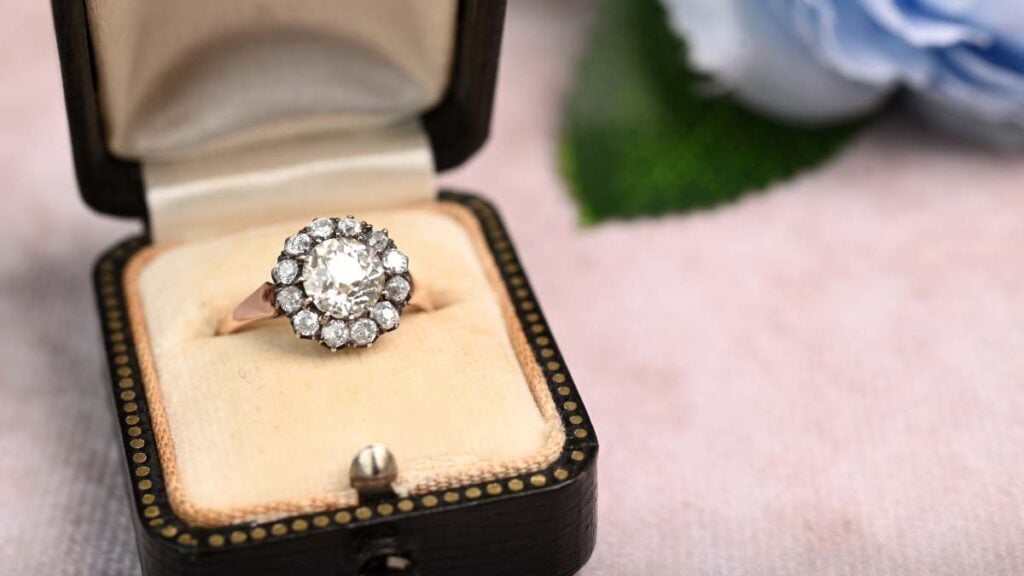 Silver and Gold Diamond Engagement Ring