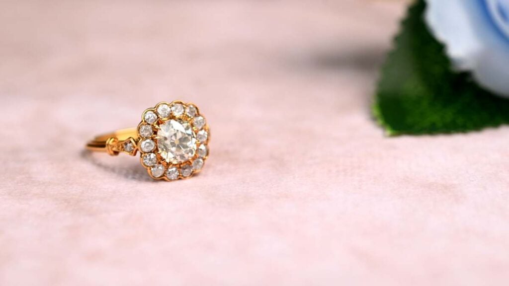 Yellow Gold Old Mine Diamond Engagement Ring