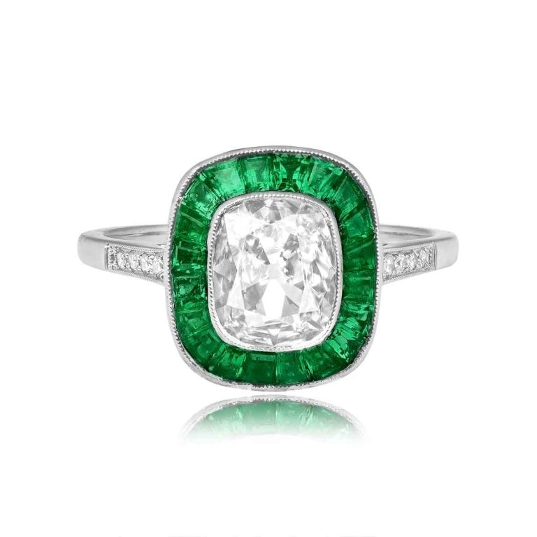 GIA-Certified 1.11ct Cushion Cut Diamond Emerald Halo Brookside Ring