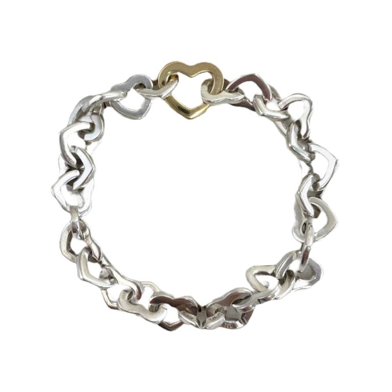 Tiffany Silver and 18k Yellow Gold Heart Bracelet