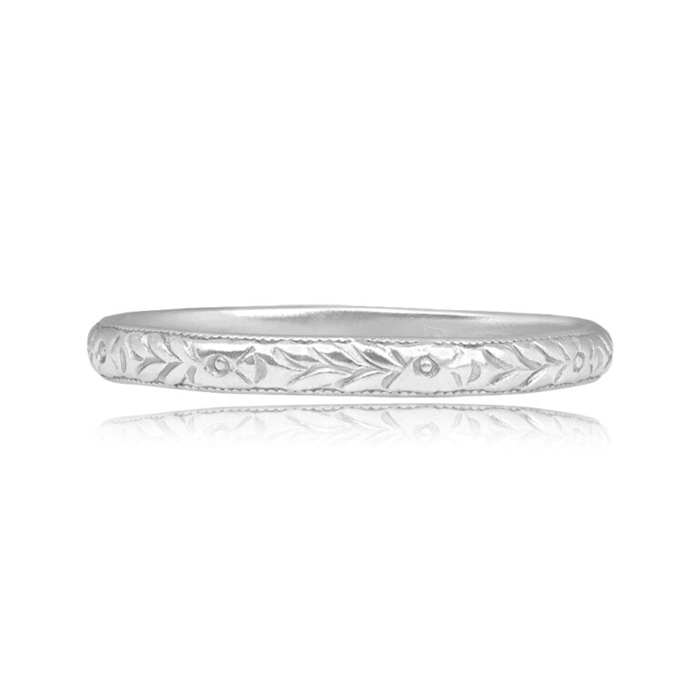 Art Deco Engraved Platinum Wedding Belize Band