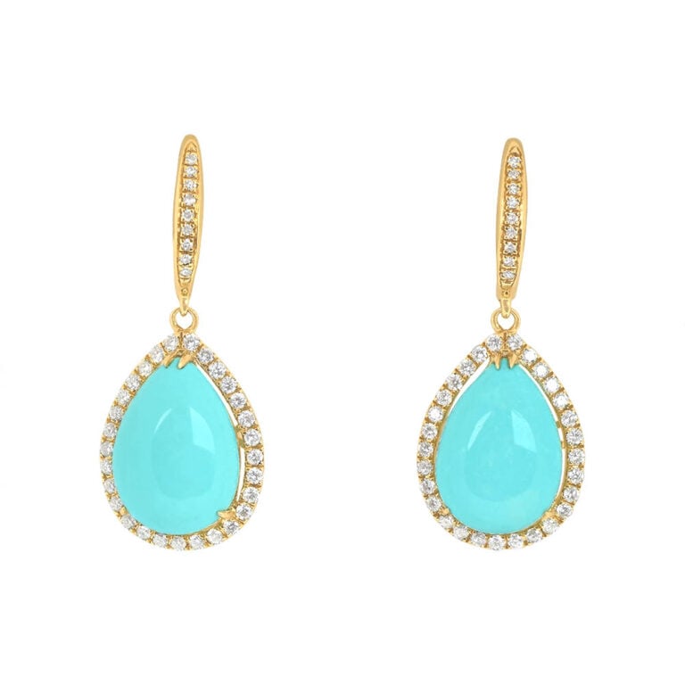 7.70ct Turquoise on 14k Yellow Gold Ravensburg Earrings