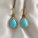 7.70ct Turquoise on 14k Yellow Gold Ravensburg Earrings