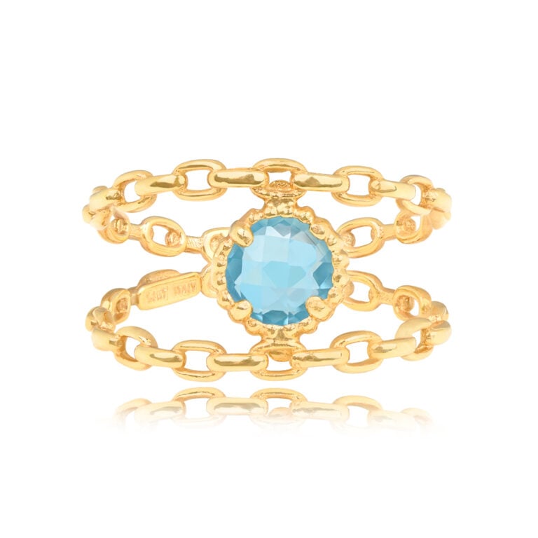 Blue Topaz and 14k Yellow Gold Nura Ring