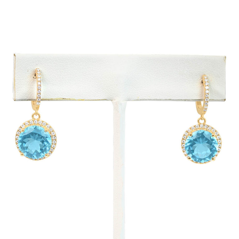 6.17ct Topaz and Diamond Halo 18k Yellow Gold Elwood Earrings