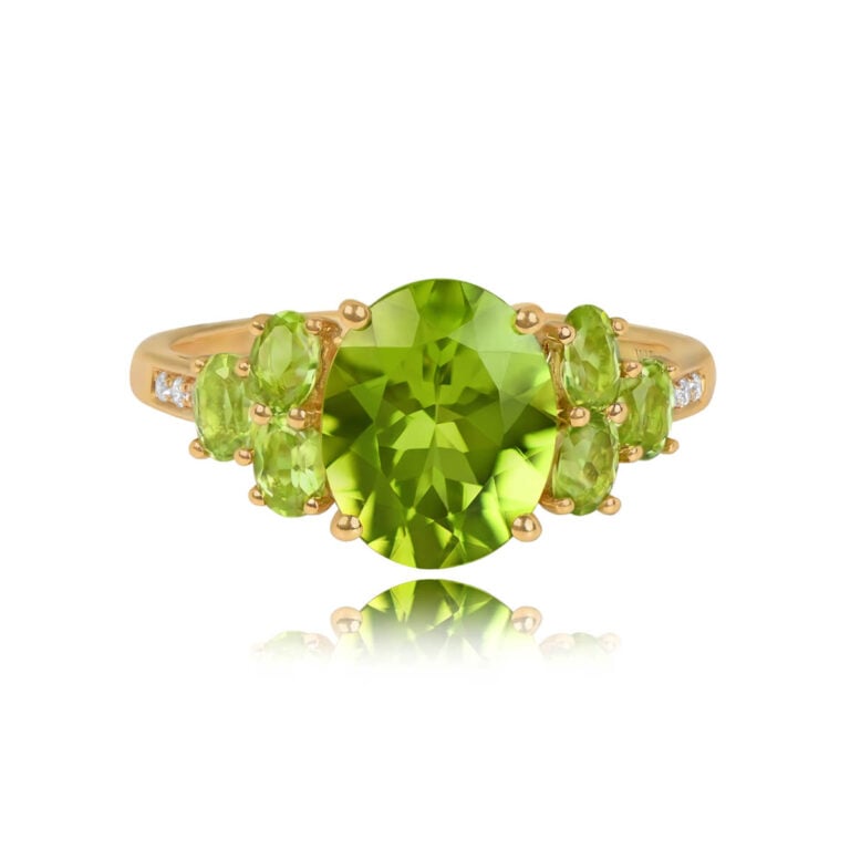 3.49ct Oval-Cut Peridot and 18k Yellow Gold Gemstone Anar Ring