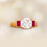 1.63 carat Old European Cut Diamond with Ruby Accent yellow gold Cyprus Ring 15627