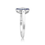 Top Side View Diamond and Sapphire on Platinum Ring 15669