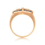 Side View Approx. 0.30 carats of Sapphires 18k Yellow Gold Owl Ring 15670